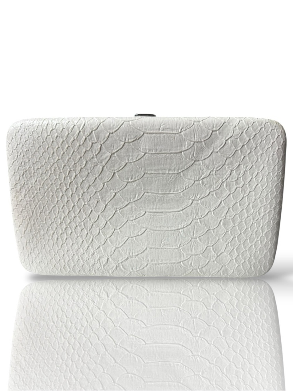 White Python Embossed Clutch/Minaudière